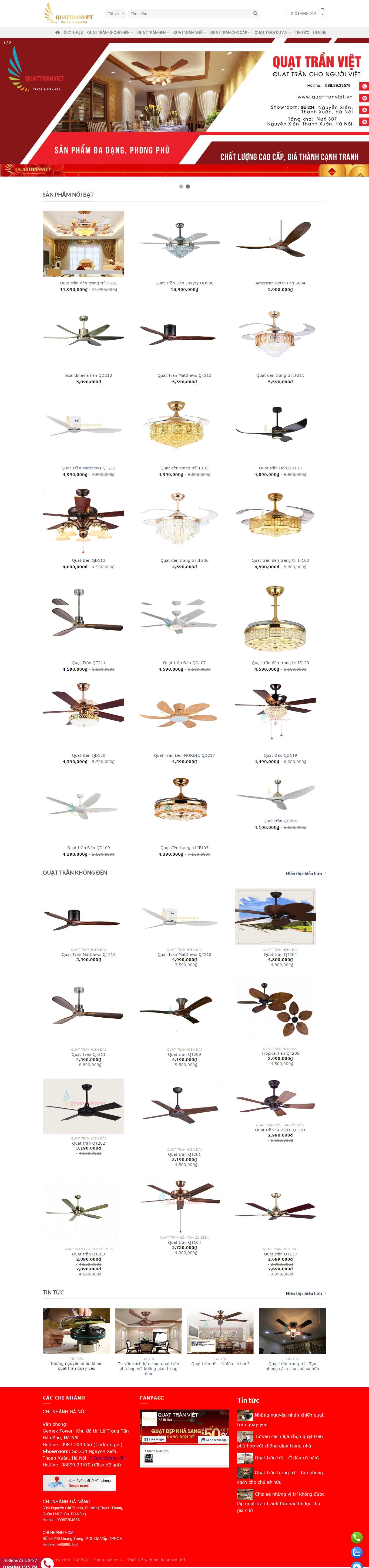 Thiết kế Web quạt trần quattranviet.vn