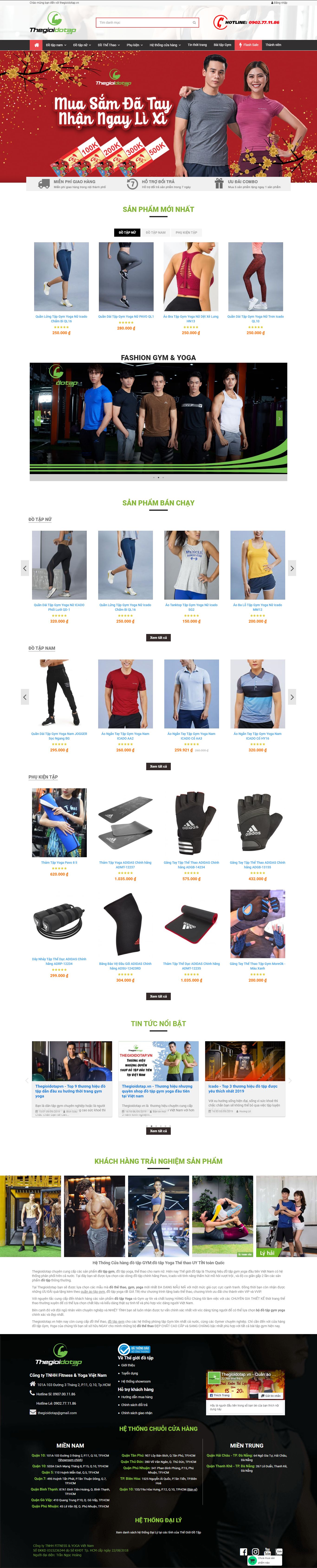 Thiết kế Web đồ thể thao thegioidotap.vn