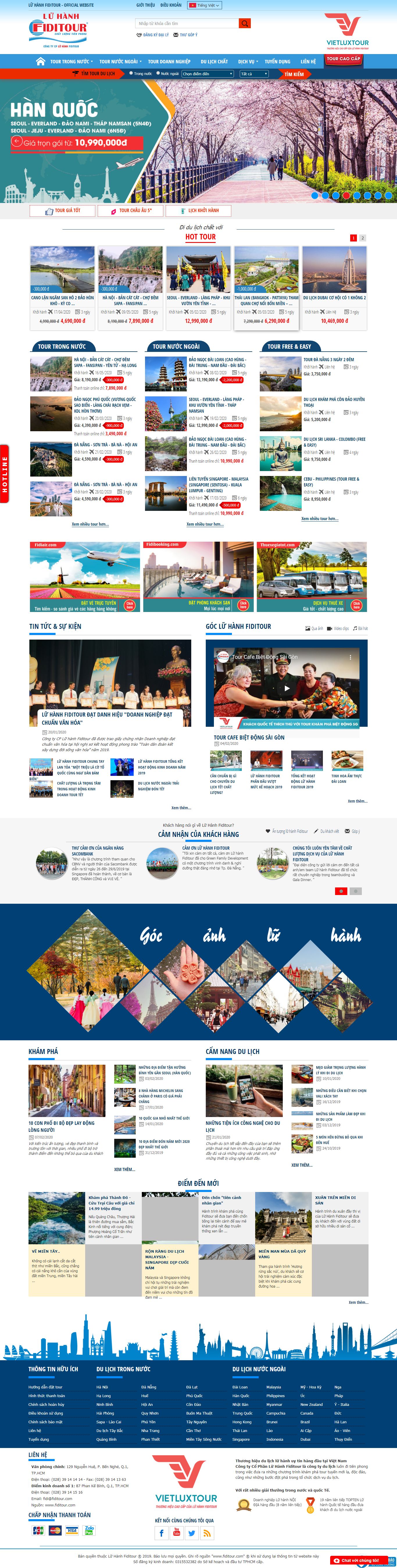 Thiết kế Web du lịch fiditour.com