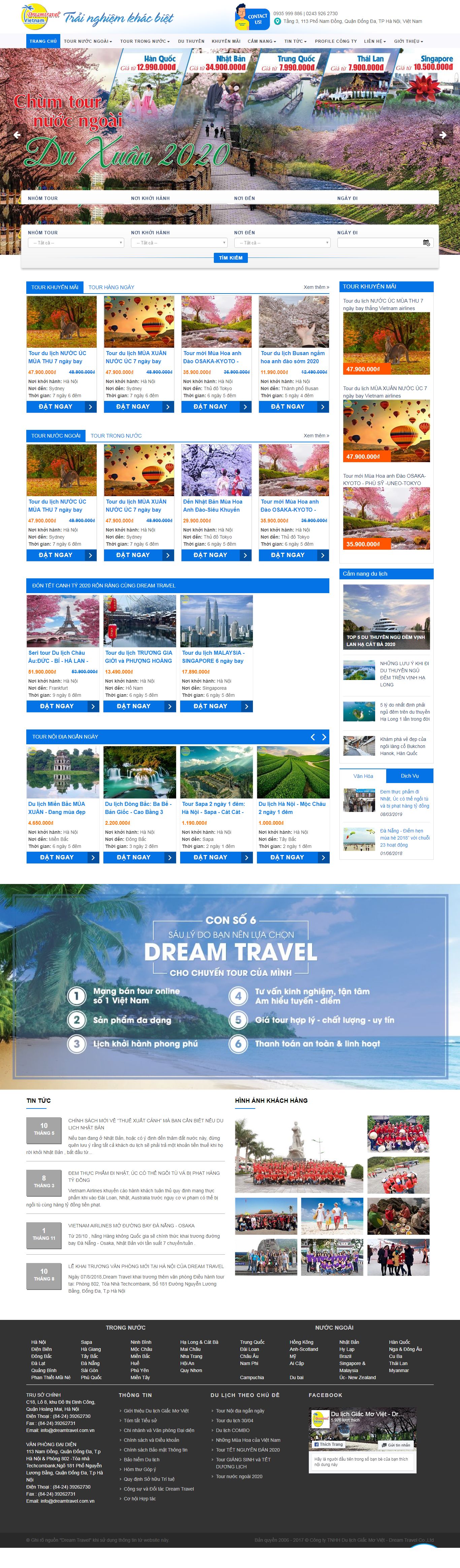 Thiết kế Web du lịch dreamtravel.com.vn