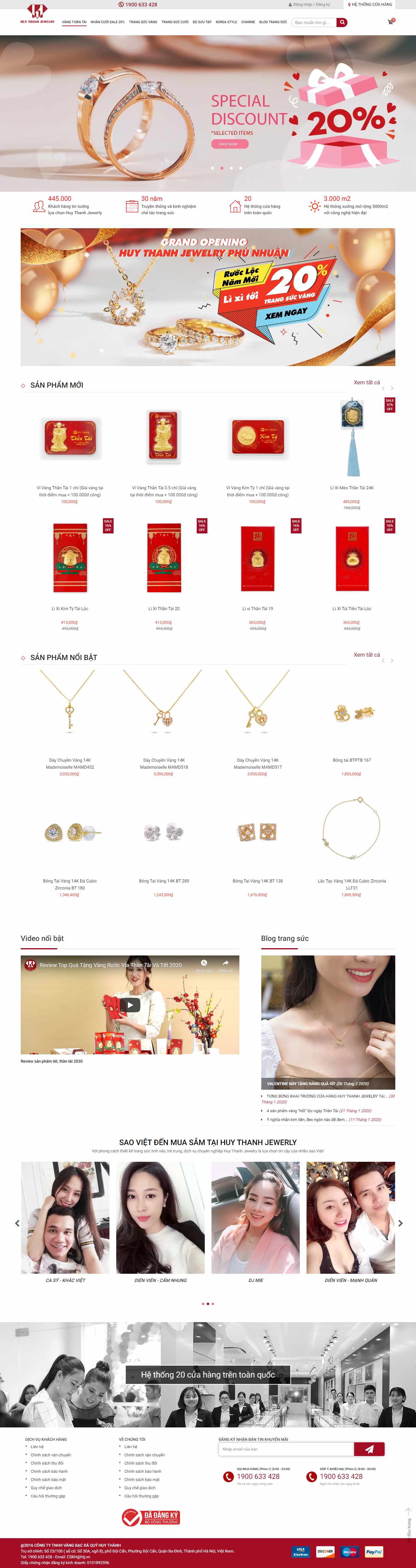 Thiết kế Web trang sức huythanhjewelry.vn