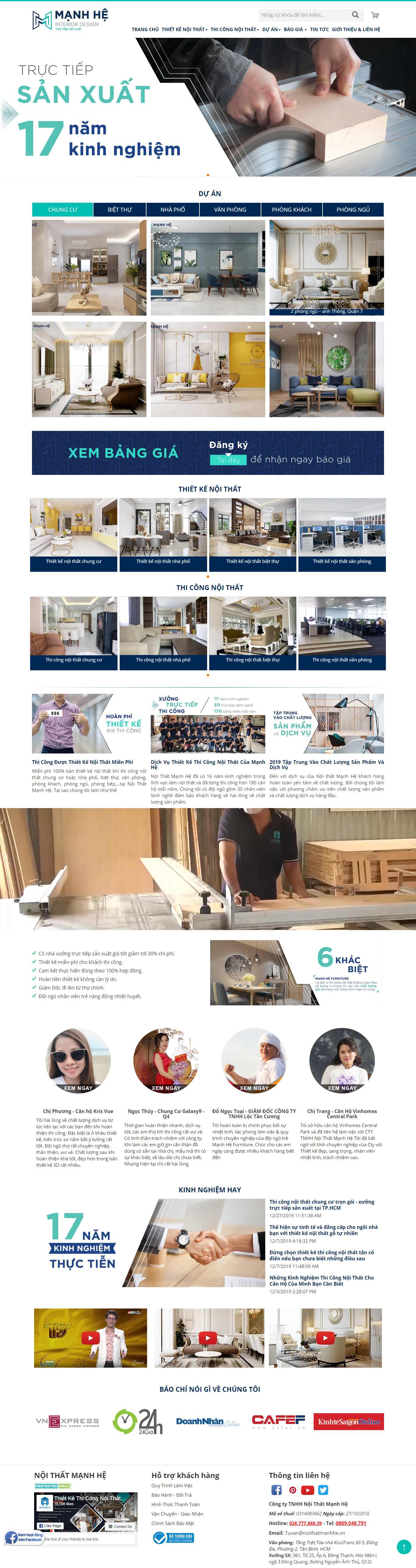 Thiết kế Web nội thất noithatmanhhe.vn