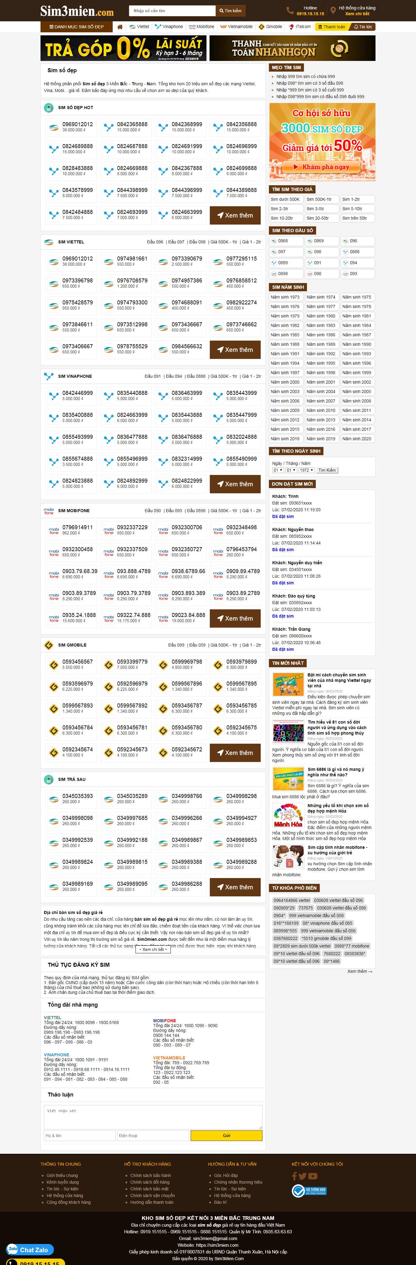 Thiết kế Web sim số sim3mien.com