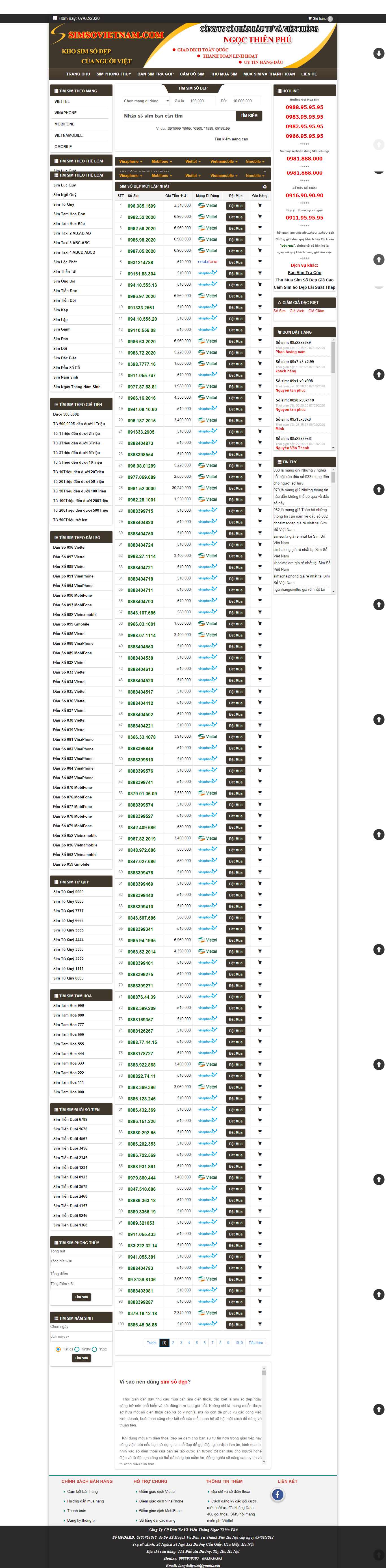 Thiết kế Web sim số simsovietnam.com