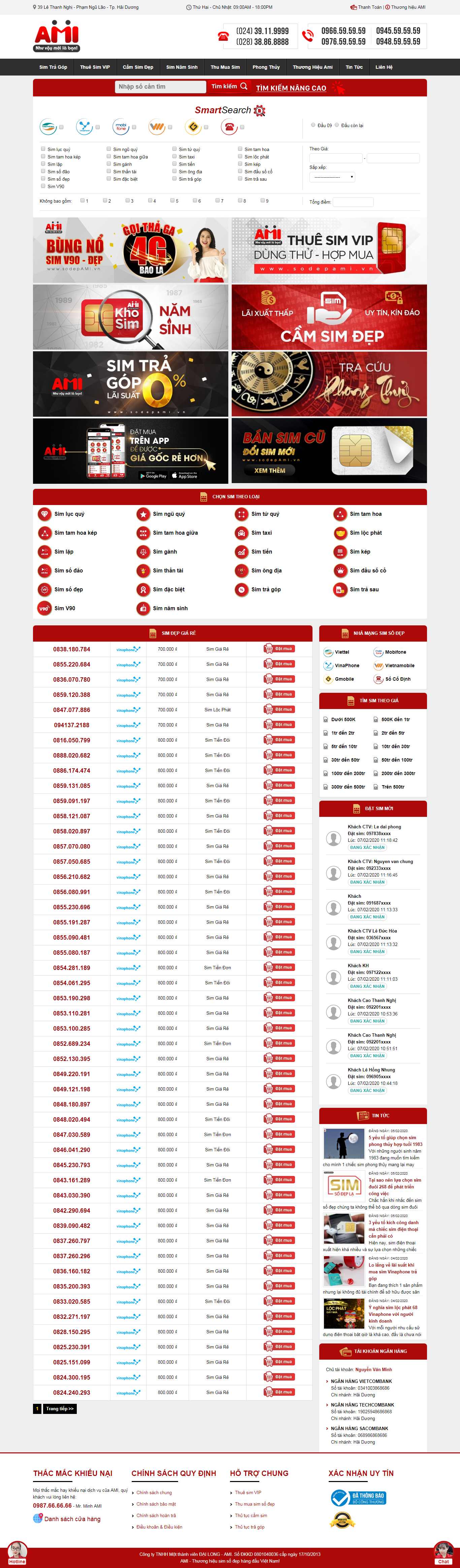 Thiết kế Web sim số sodepami.vn