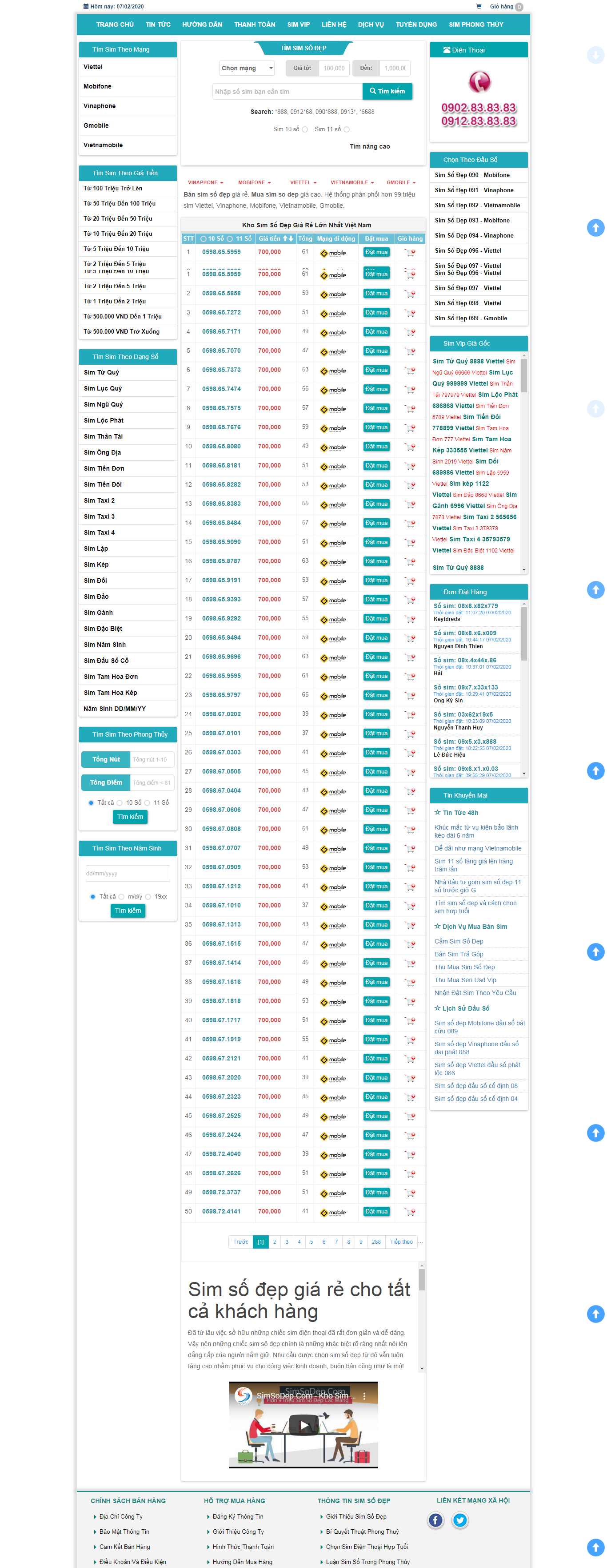 Thiết kế Web sim số simsodep.com