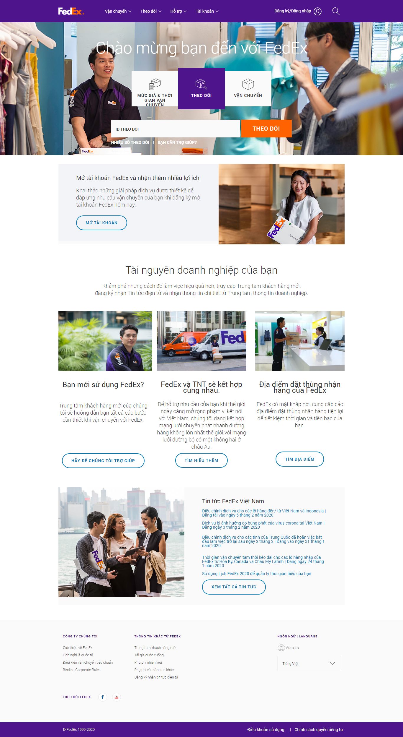 Thiết kế Web vận chuyển fedex.com