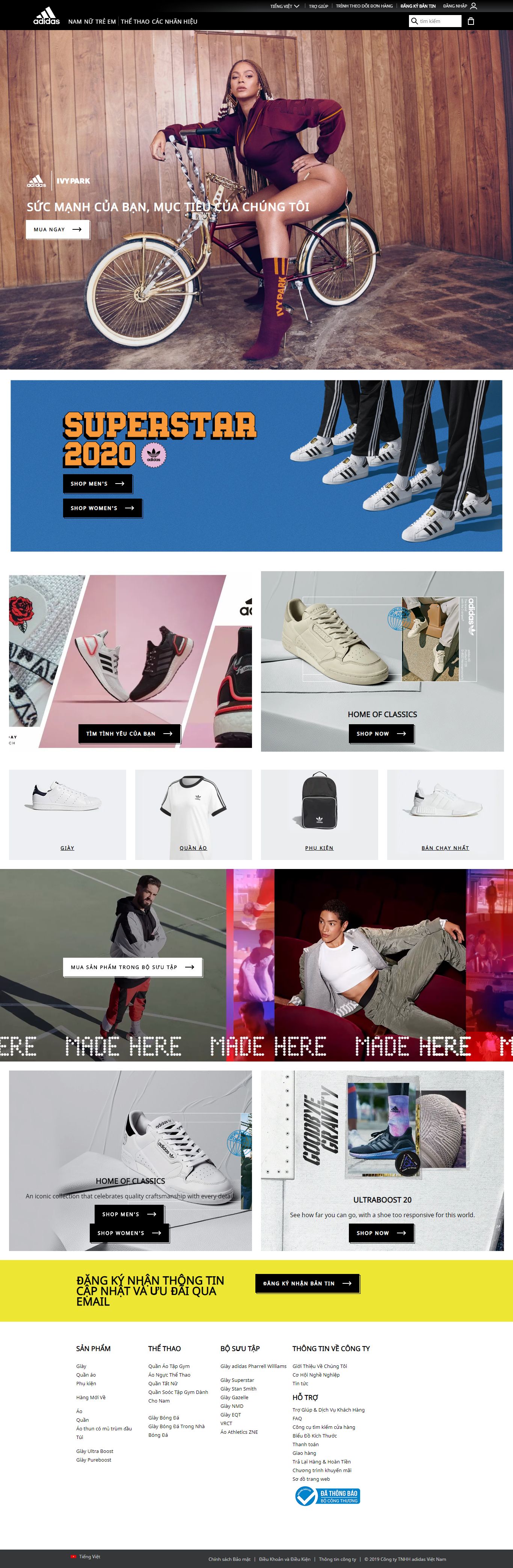 Thiết kế Web may mặc adidas.com.vn