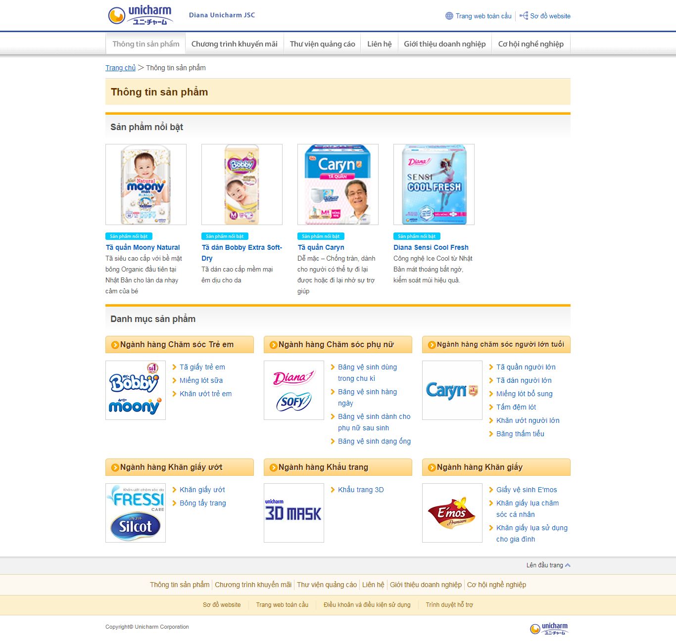 Thiết kế Web sản phẩm unicharm.vn