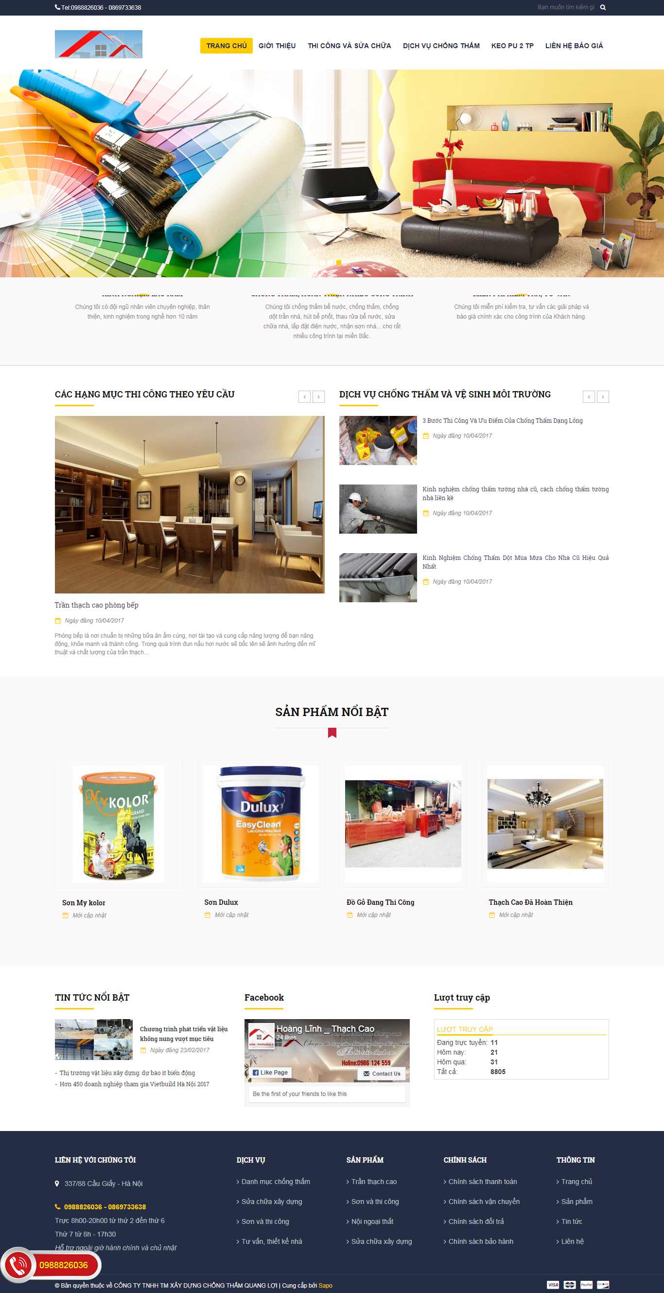 Thiết kế Web chống thấm chongtham24h.info