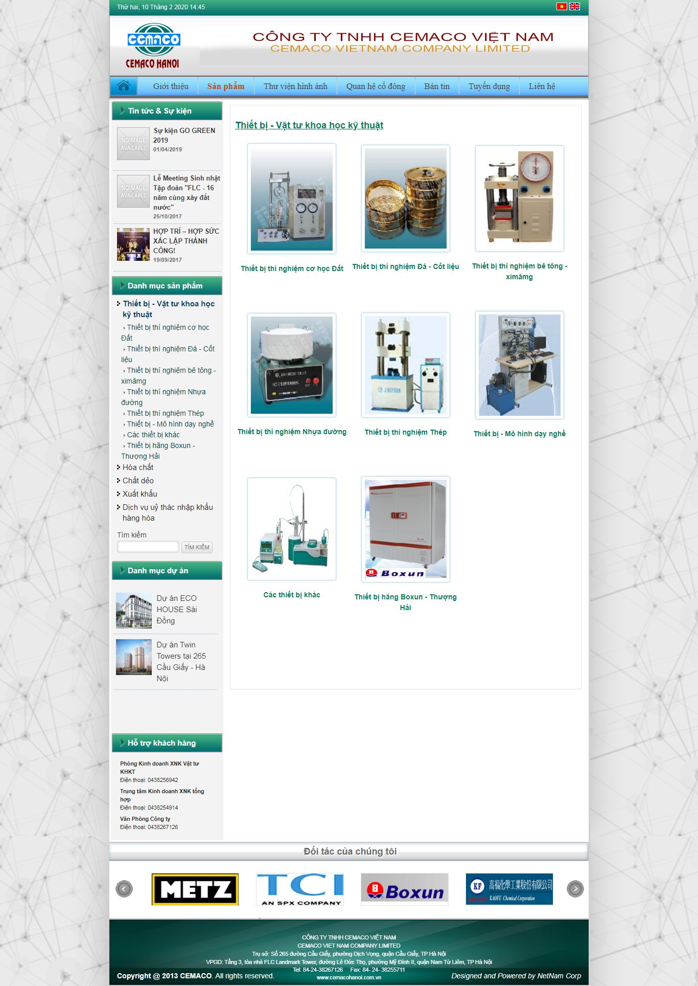 Thiết kế Web thiết bị vật tư cemacohanoi.com.vn