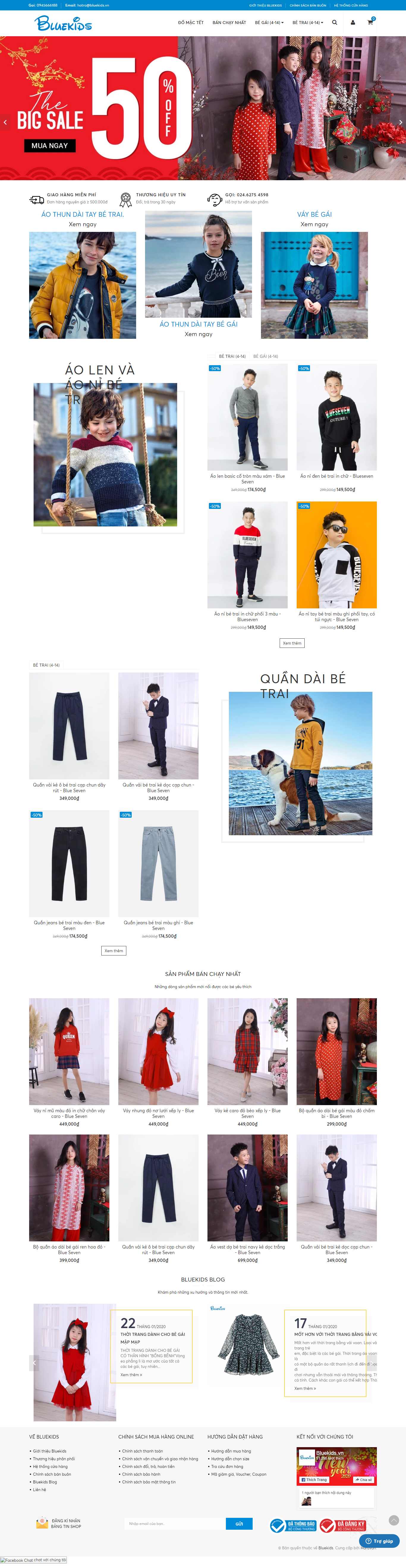 Thiết kế Web shop thời trang bluekids.vn