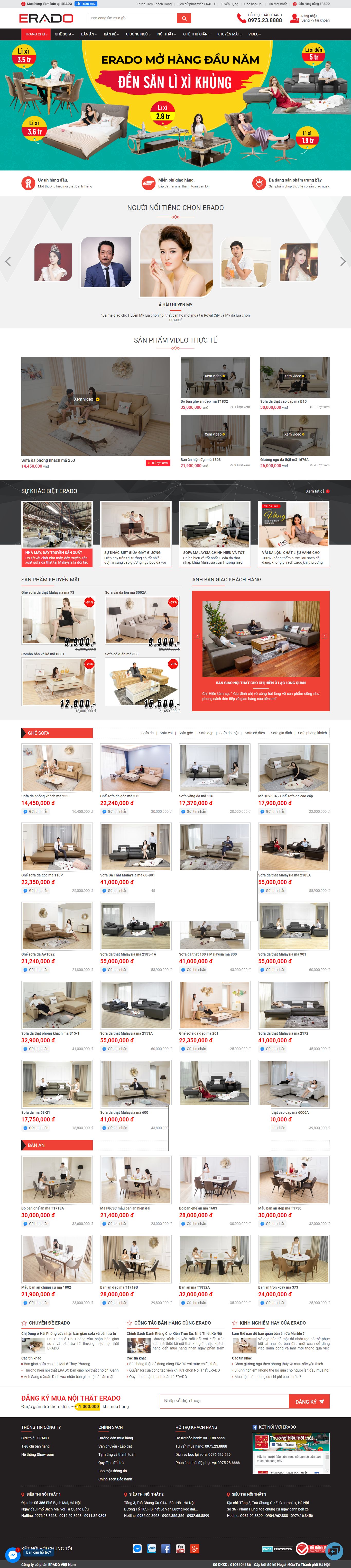 Thiết kế Web sofa erado.vn