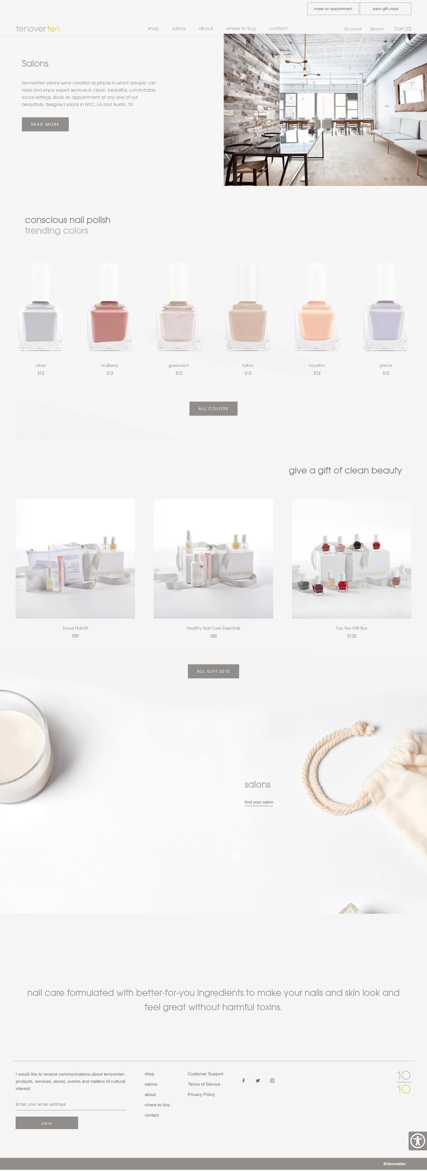 Thiết kế Web salon nail tenoverten.com