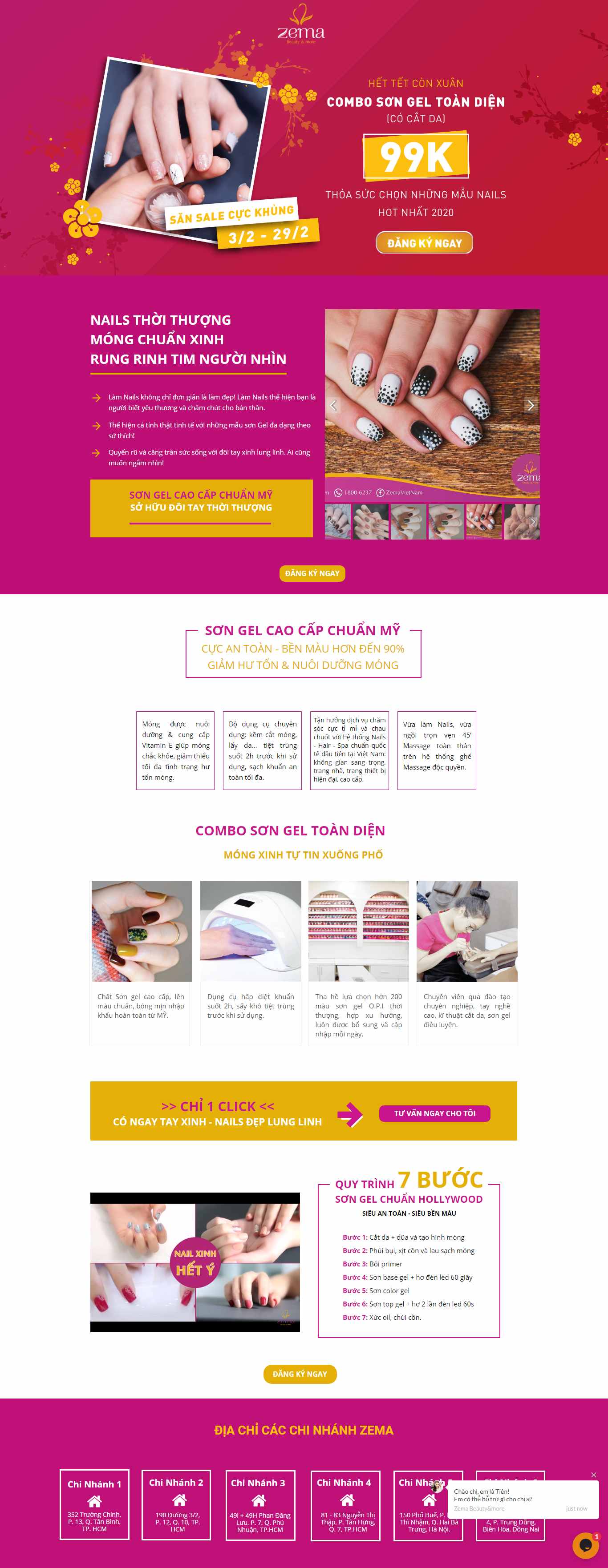 Thiết kế Web tiệm nails combonail99.zema.com.vn