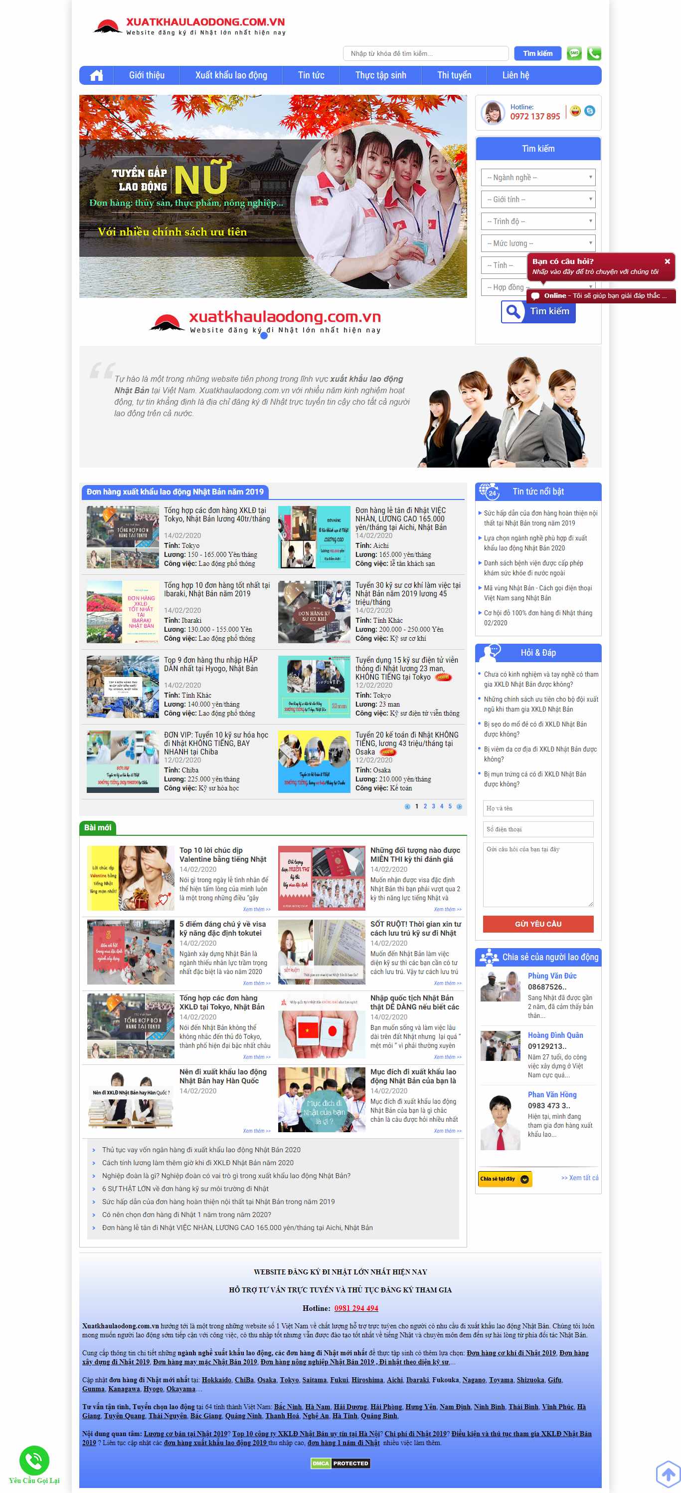 Thiết kế Web xuất khẩu lao động xuatkhaulaodong.com.vn