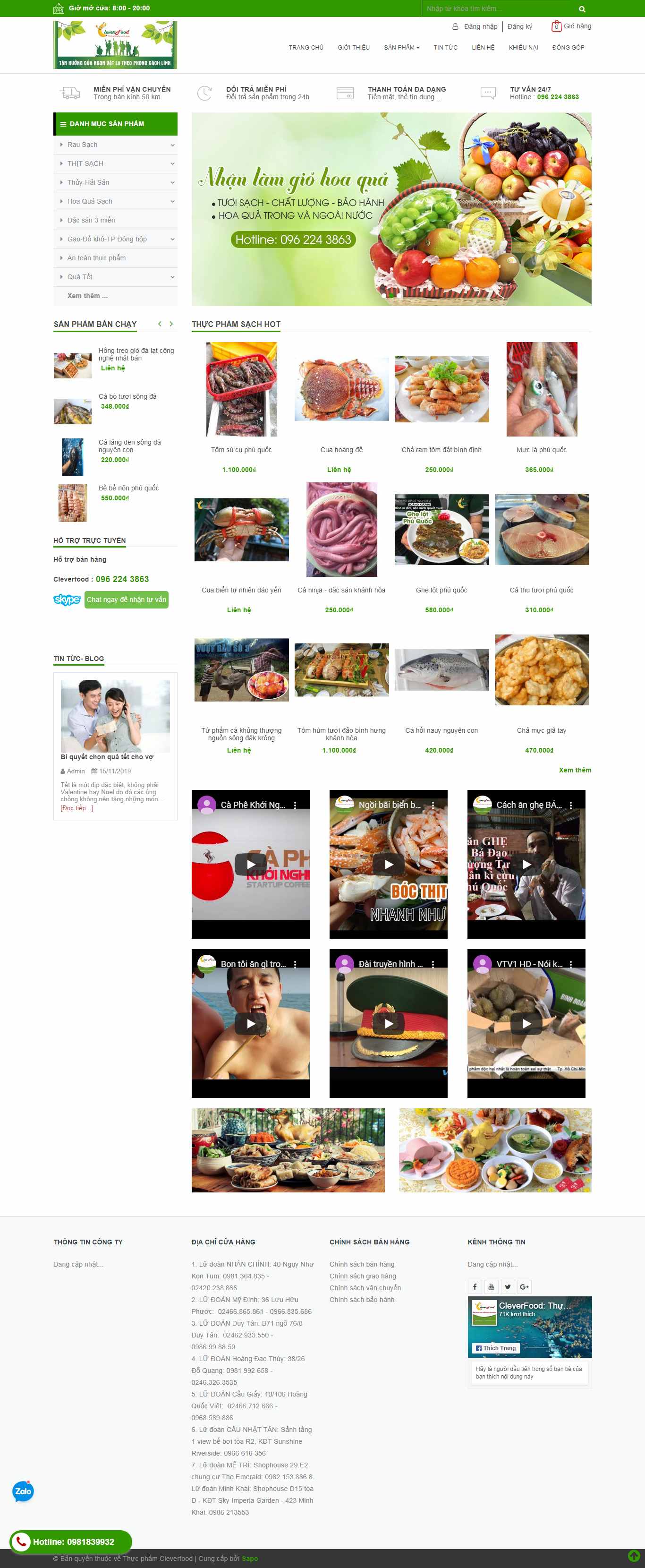 Thiết kế Web thực phẩm sạch cleverfood.com.vn