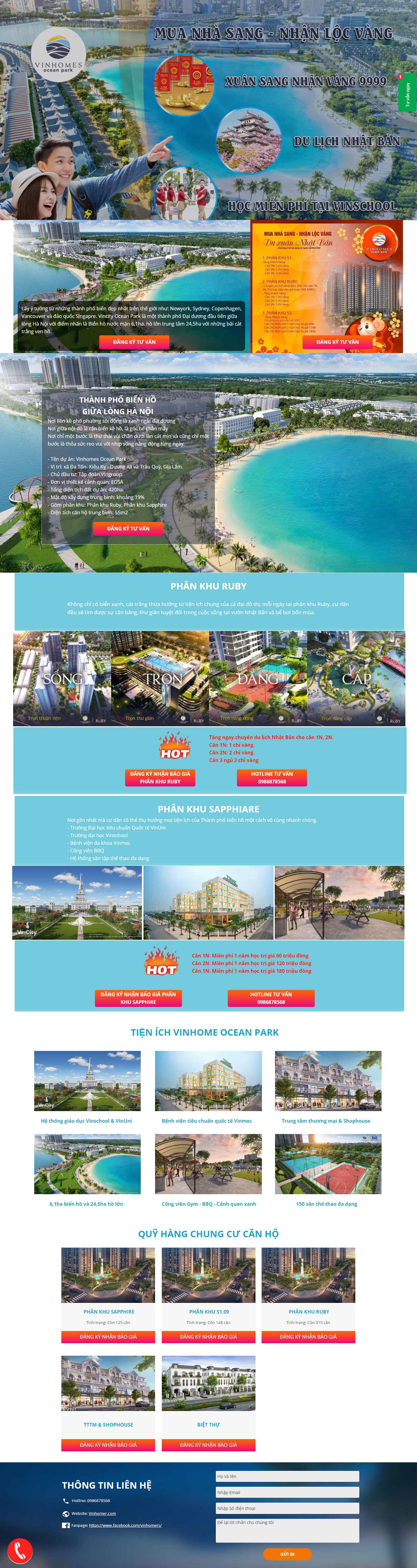 Thiết kế Web bất động sản oceanpark.vinhomer.com