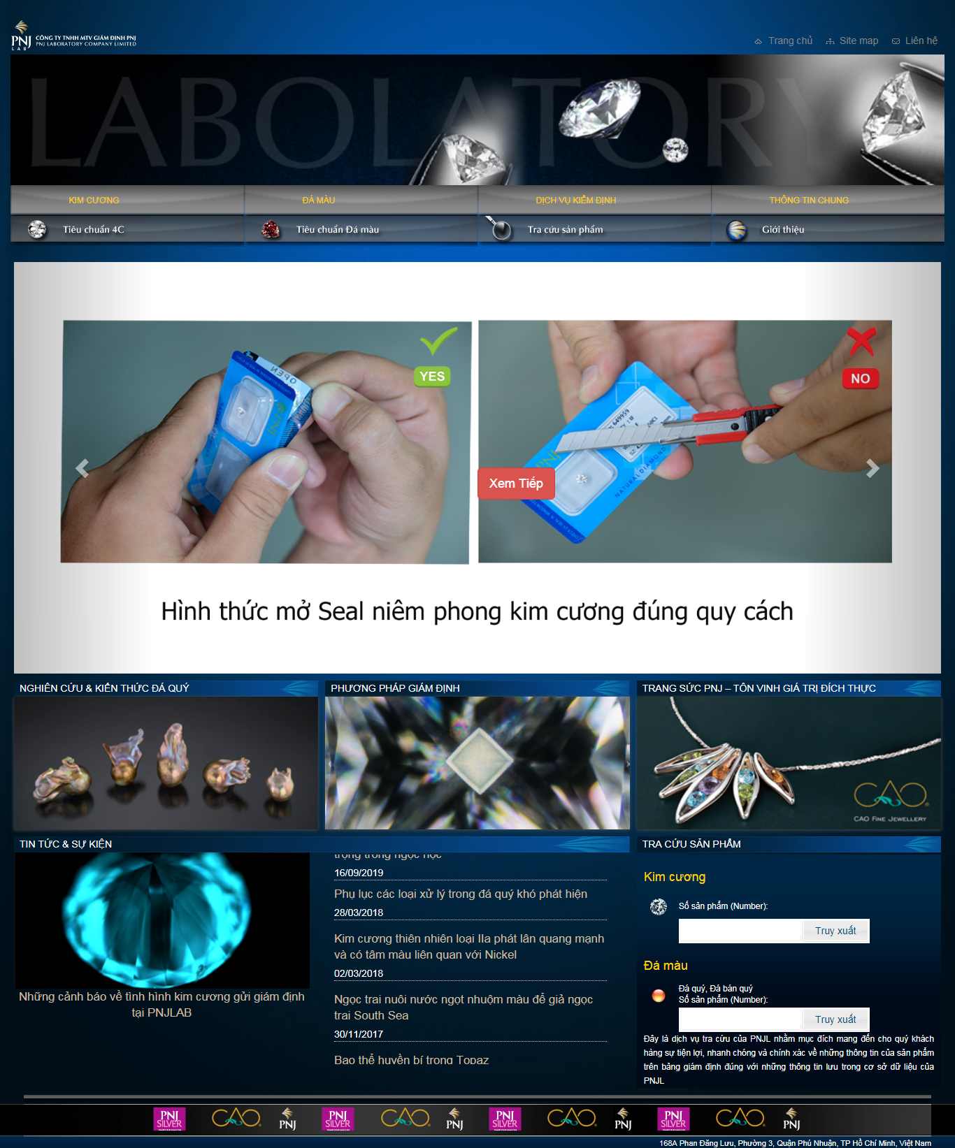 Thiết kế Web thẩm định sản phẩm pnjlab.com.vn