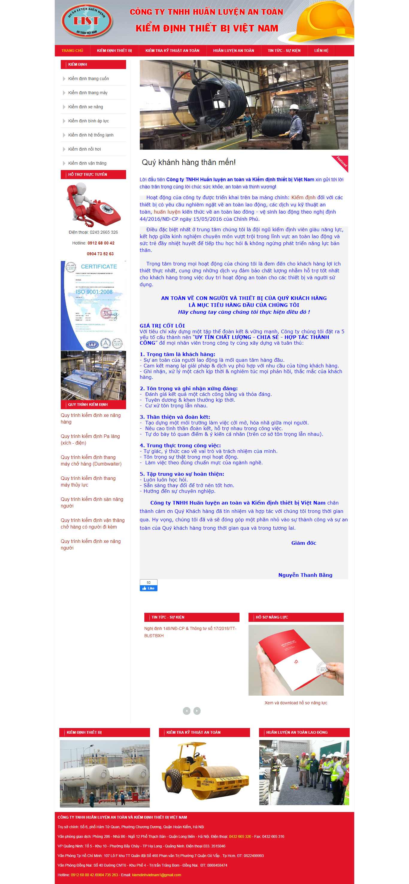 Thiết kế Web thẩm định sản phẩm dichvukiemdinh.com.vn