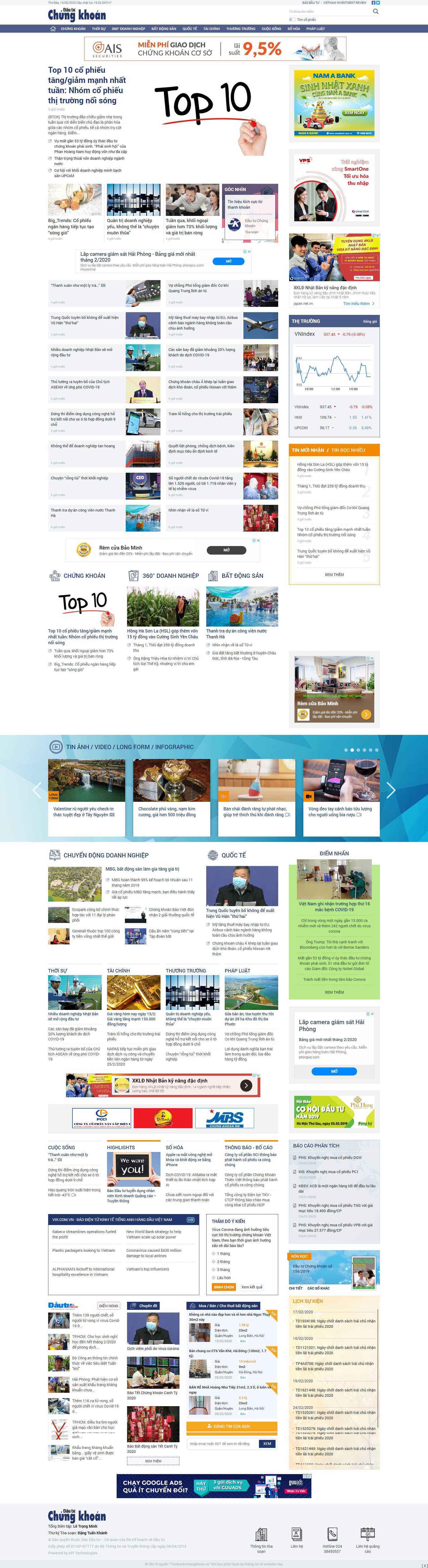 Thiết kế Web logistics tinnhanhchungkhoan.vn