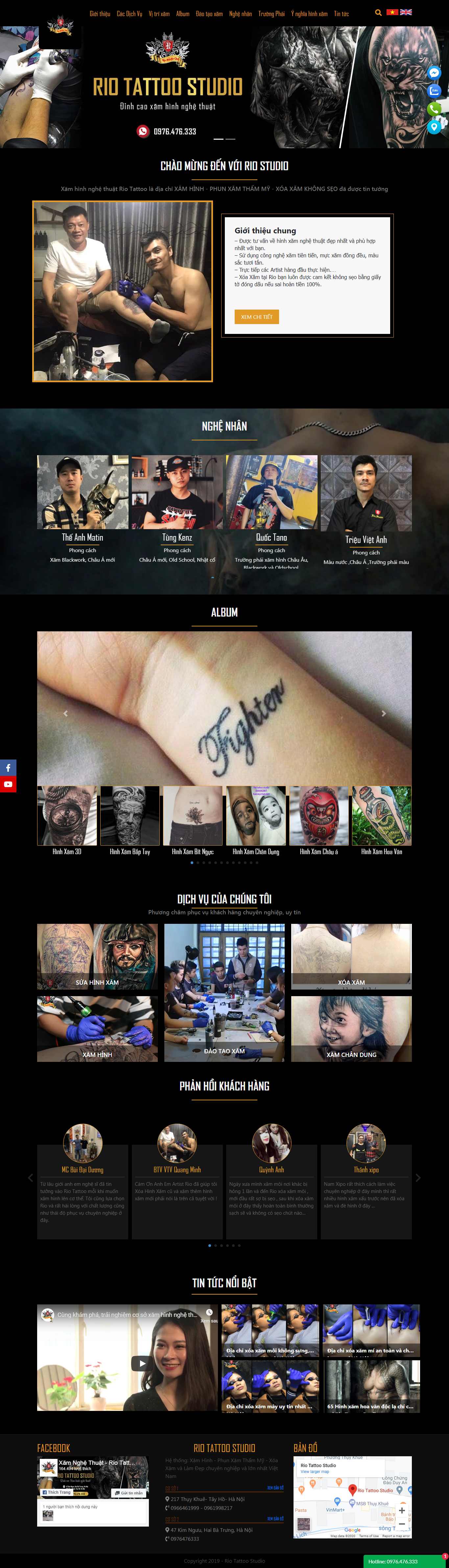 Thiết kế Web dịch vụ phun săm riotattoostudio.com