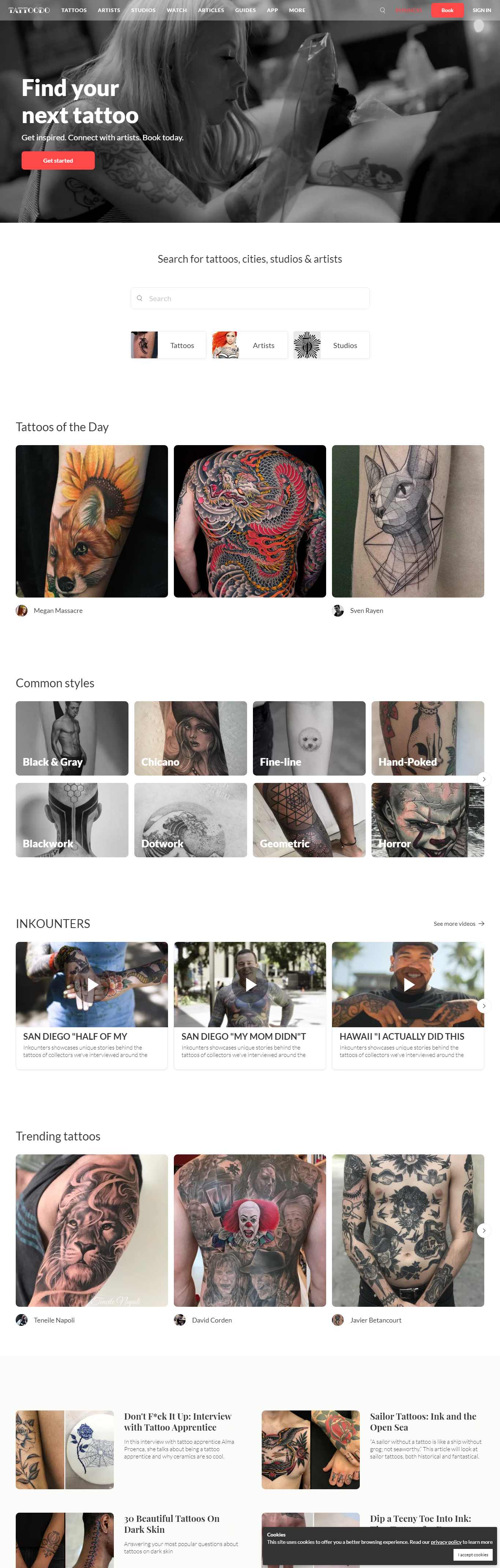 Thiết kế Web dịch vụ phun săm tattoodo.com