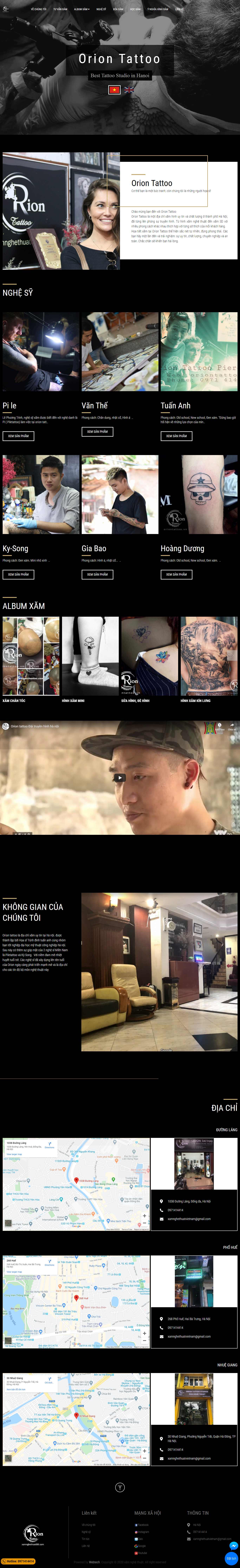 Thiết kế Web dịch vụ phun săm oriontattoo.vn