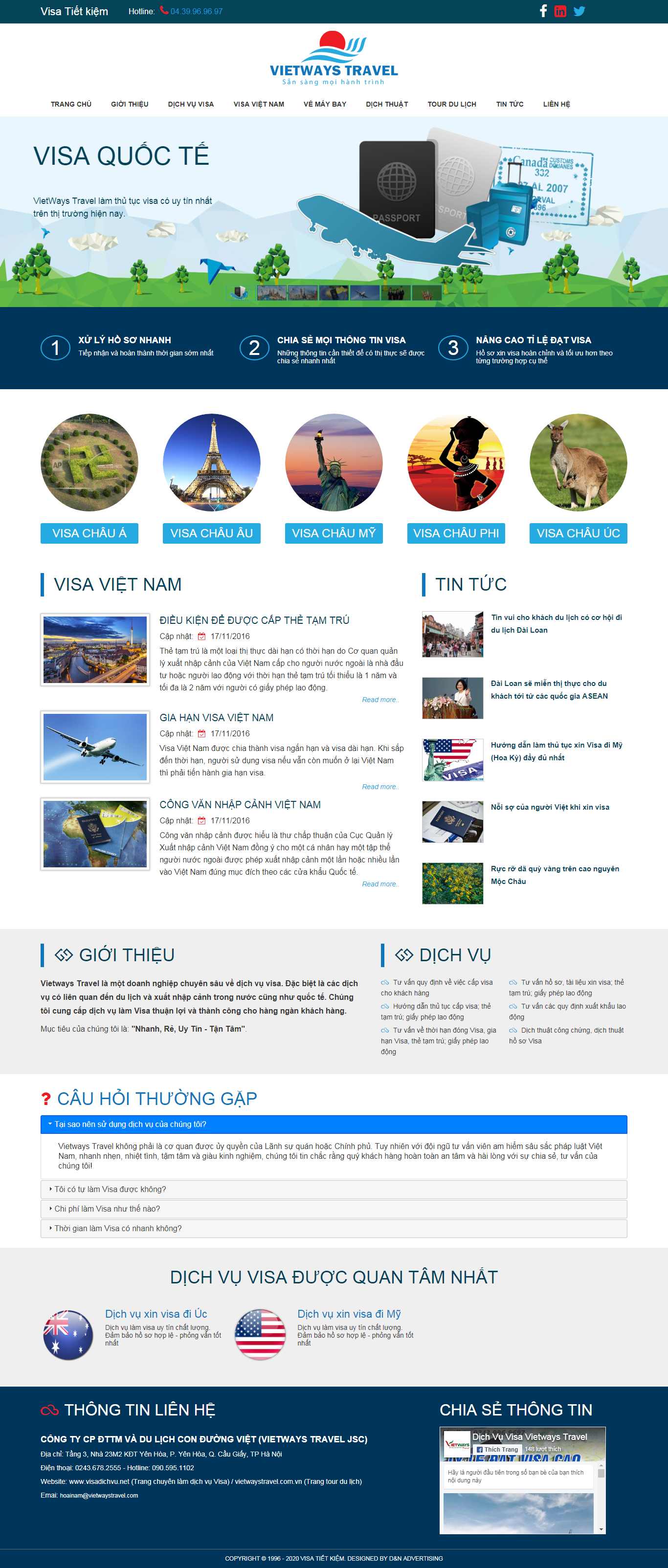 Thiết kế Web dịch vụ visa visadichvu.net