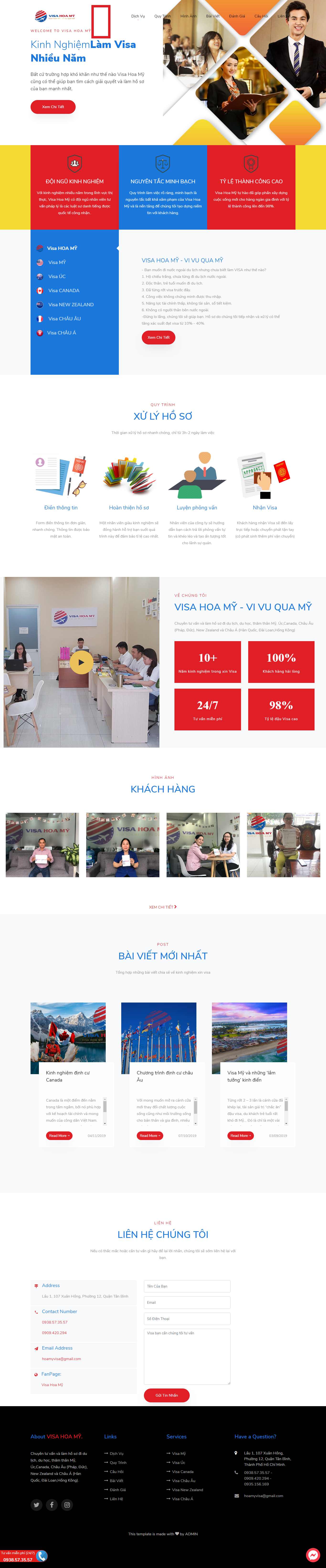 Thiết kế Web dịch vụ visa visahoamy.com