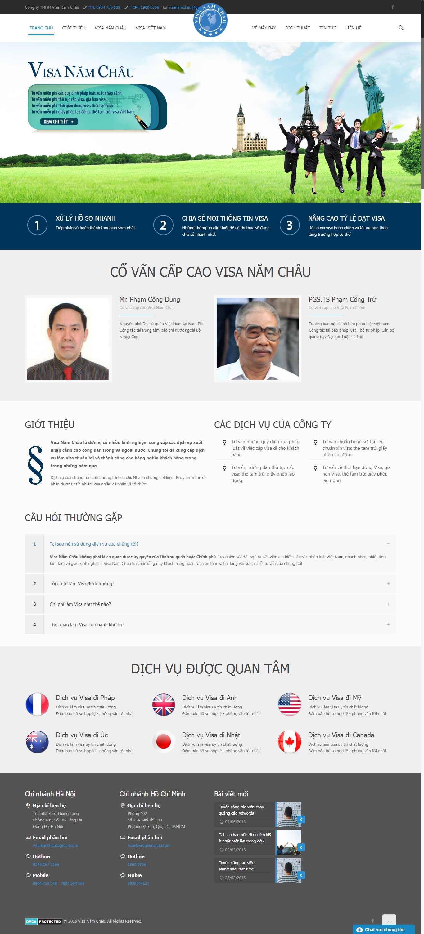 Thiết kế Web dịch vụ visa visanamchau.com