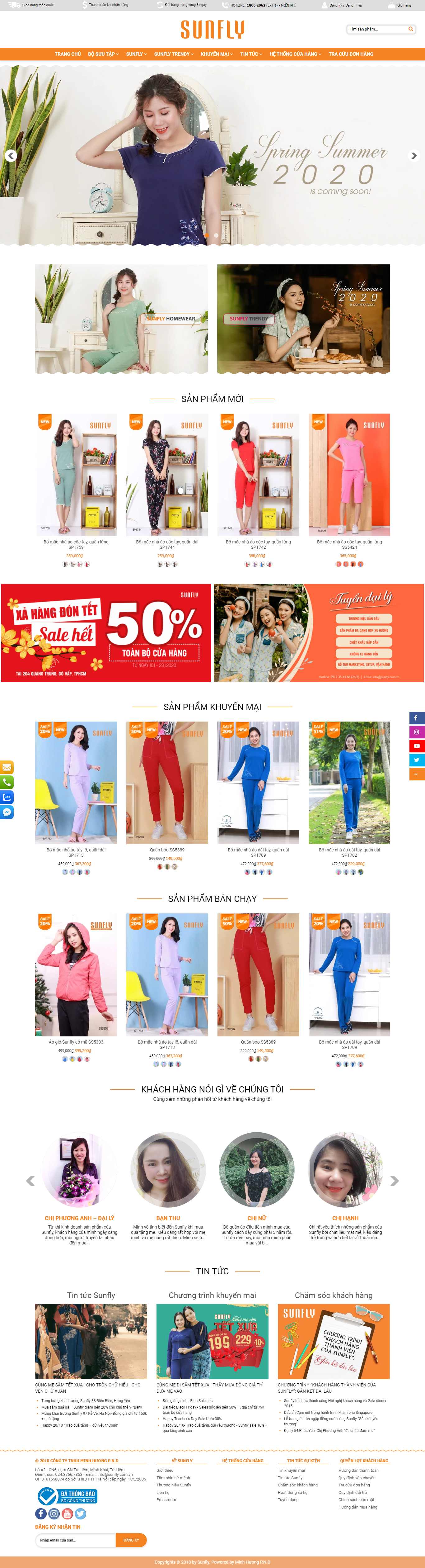 Thiết kế Web thời trang nữ sunfly.com.vn