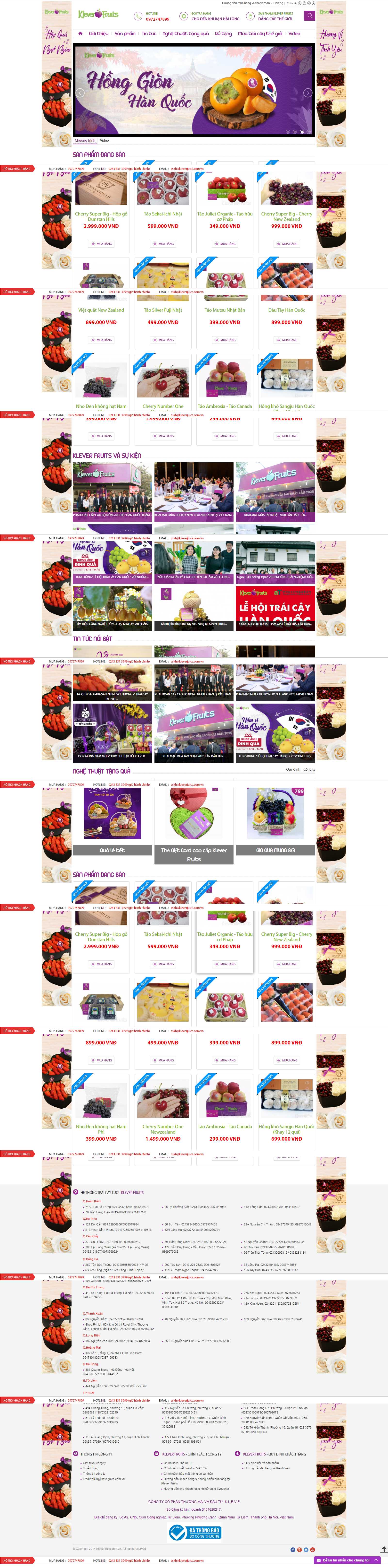 Thiết kế Web shop kleverfruits.com.vn