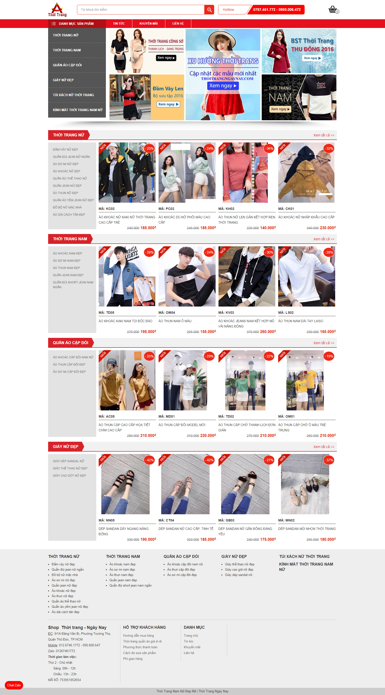 Thiết kế Web shop thoitrangngaynay.com