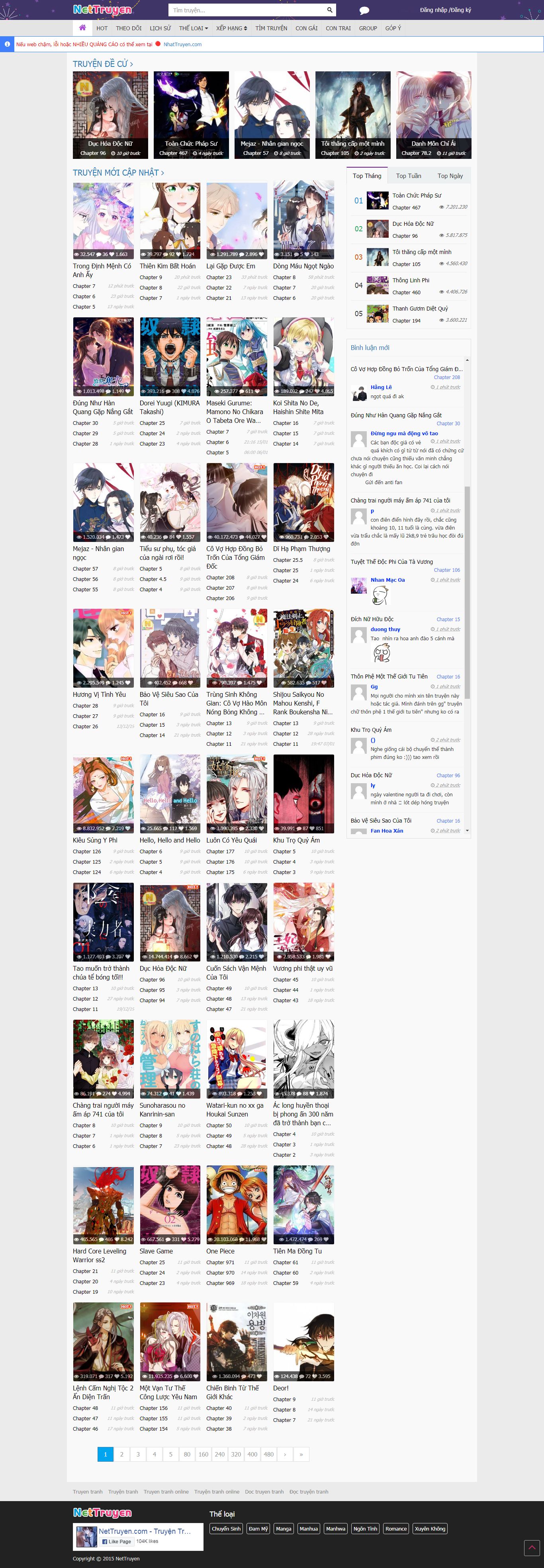 Thiết kế Web truyện tranh nettruyen.com