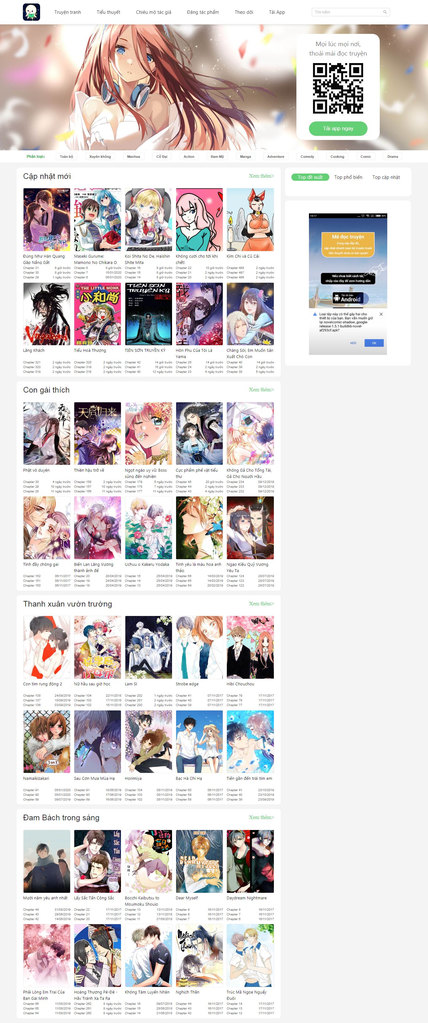 Thiết kế Web truyện tranh medoctruyentranh.net