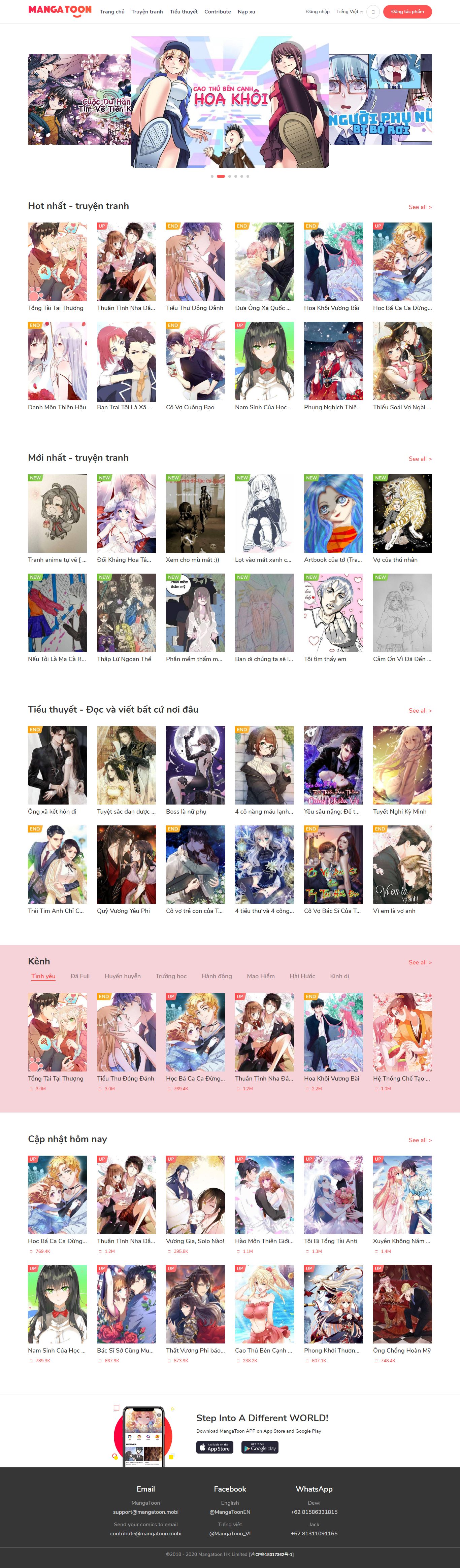 Thiết kế Web truyện tranh mangatoon.mobi