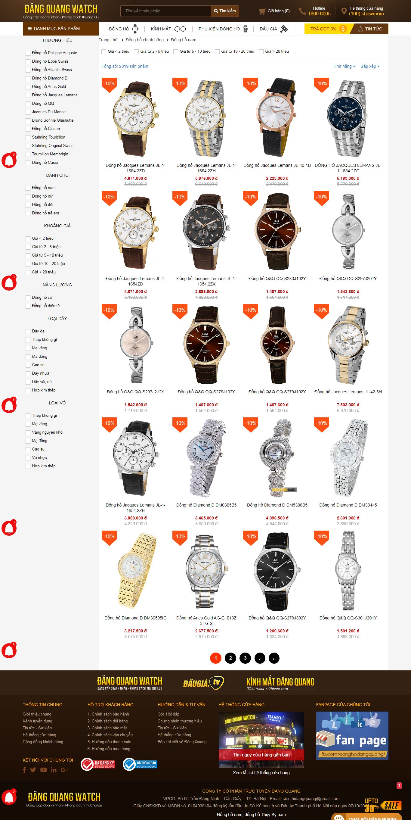 Thiết kế Web đồng hồ dangquangwatch.vn