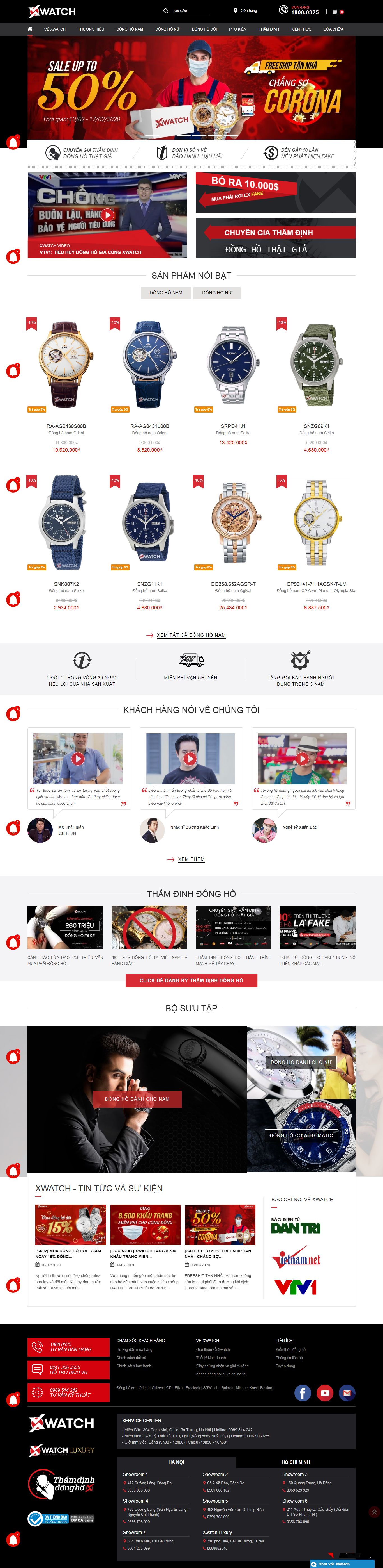 Thiết kế Web đồng hồ xwatch.vn