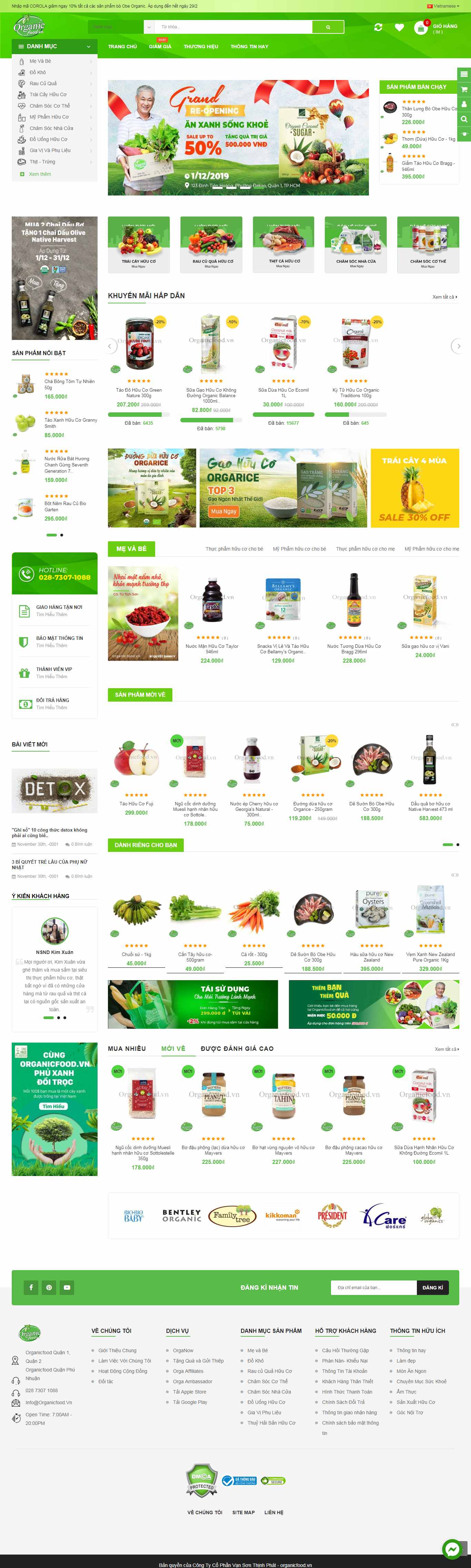 Thiết kế Web thực phẩm sạch organicfood.vn