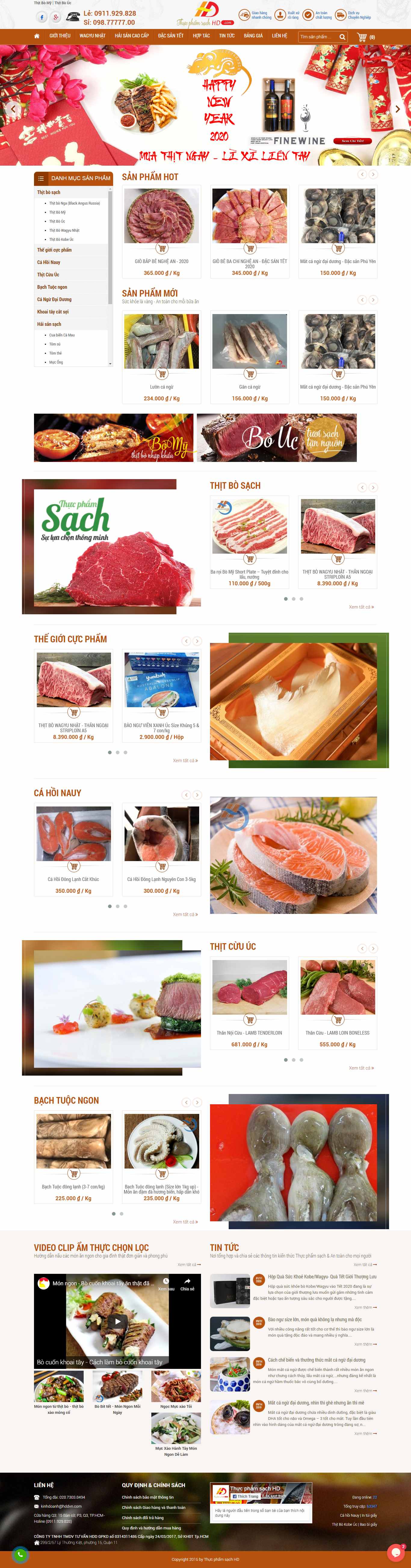 Thiết kế Web thực phẩm sạch thucphamsachhd.com