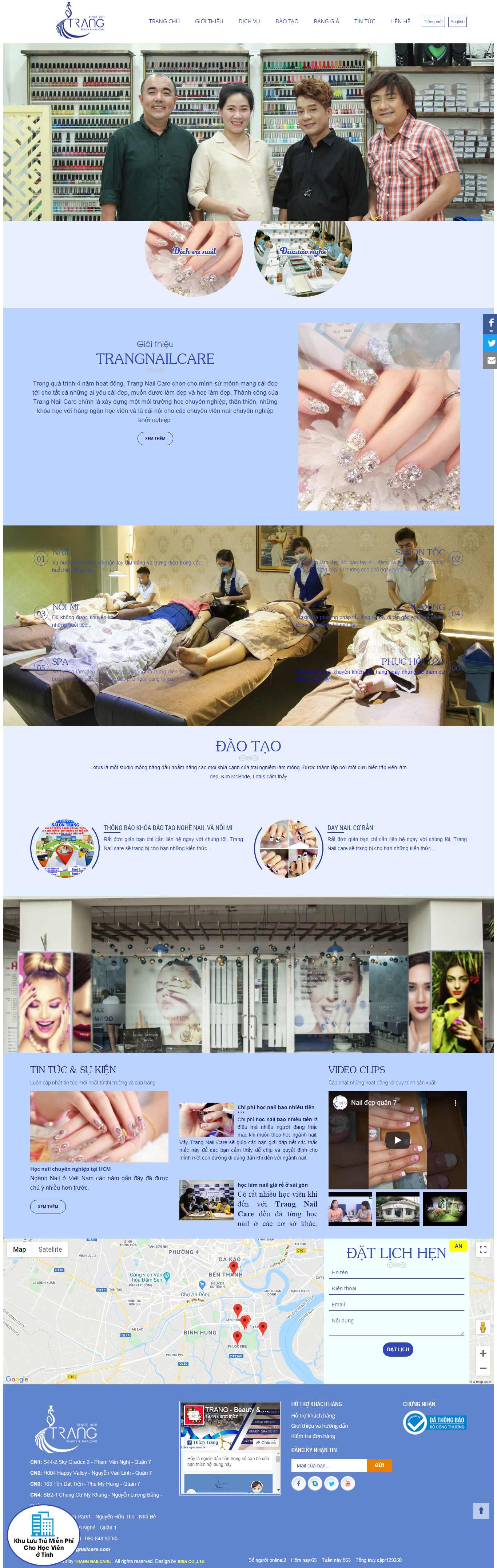 Thiết kế Web tiệm nails trangnailcare.com