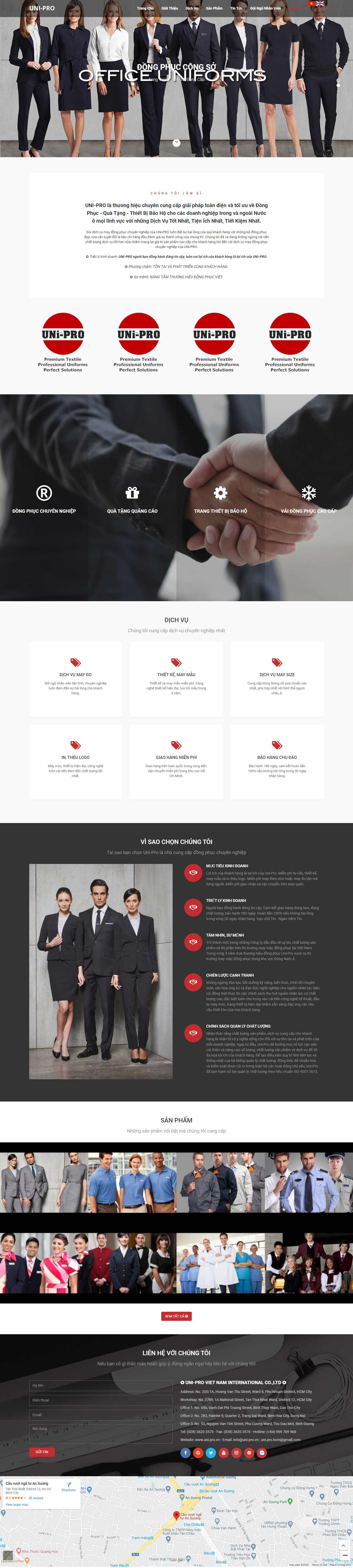 Thiết kế Web dệt may uni.pro.vn