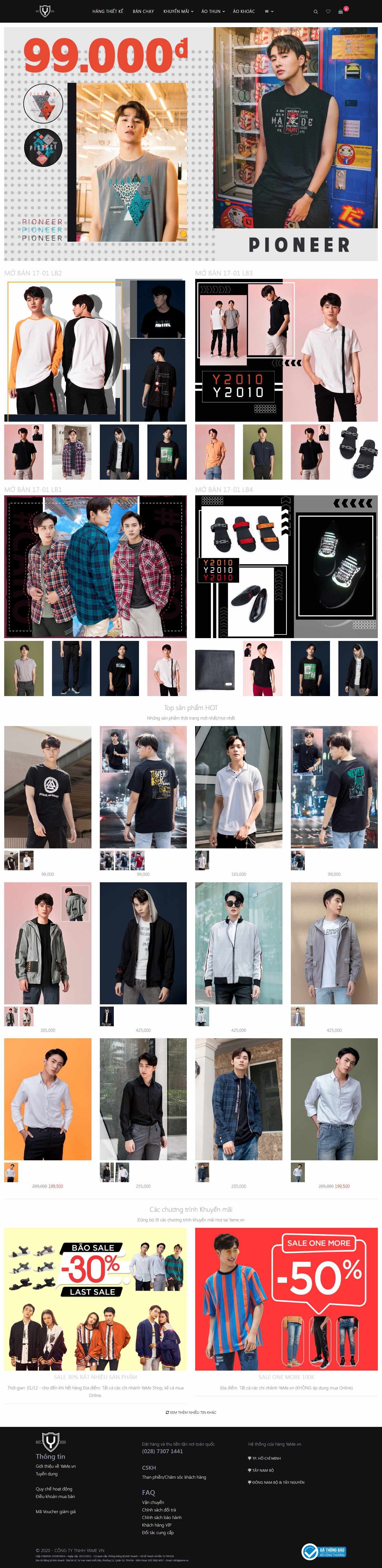 Thiết kế Web thời trang nam yame.vn