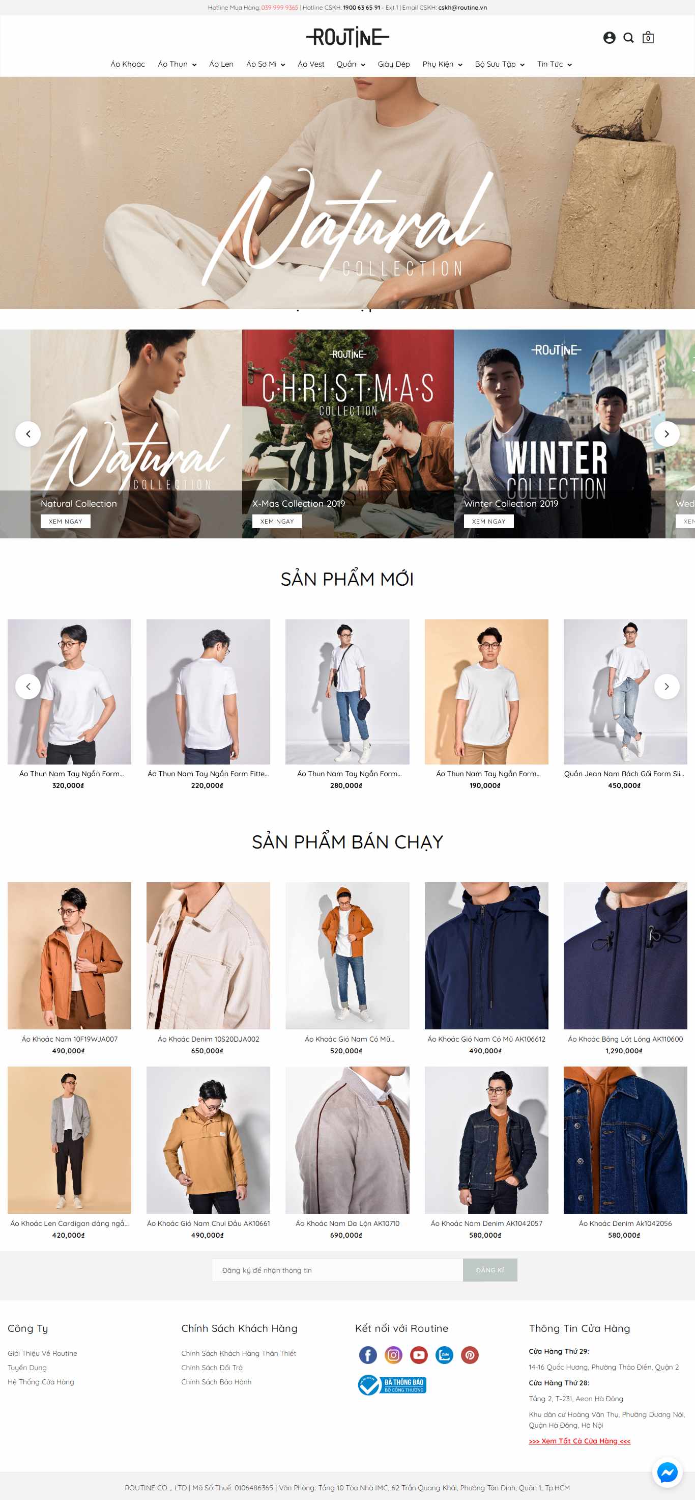 Thiết kế Web thời trang nam routine.vn