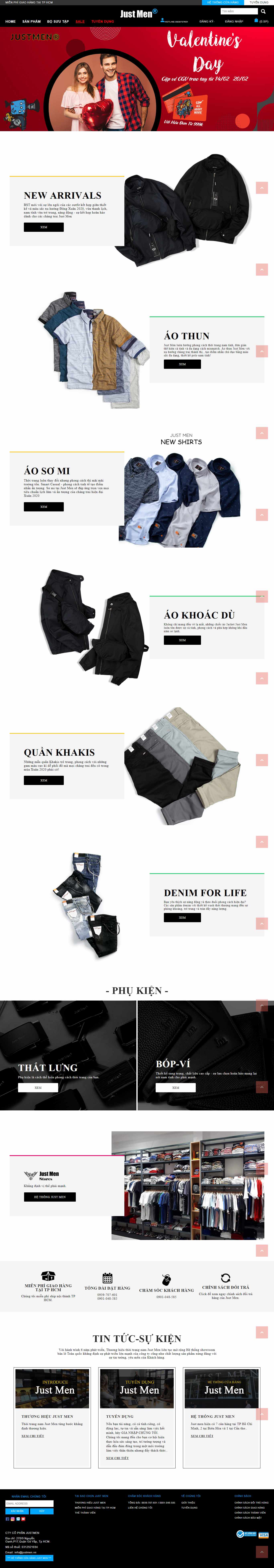 Thiết kế Web thời trang nam justmen.vn