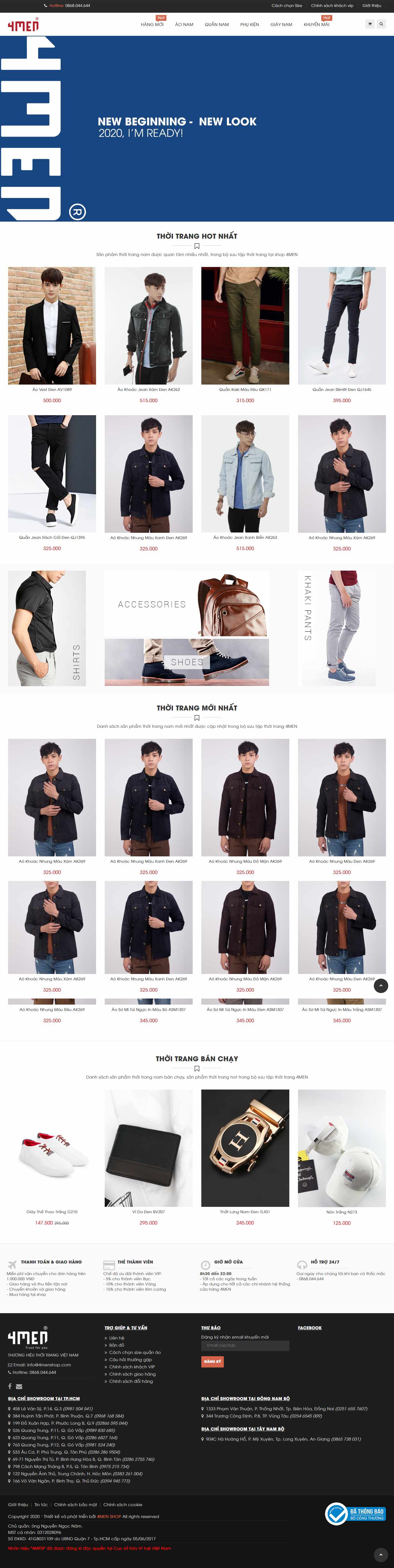 Thiết kế Web thời trang nam 4menshop.com
