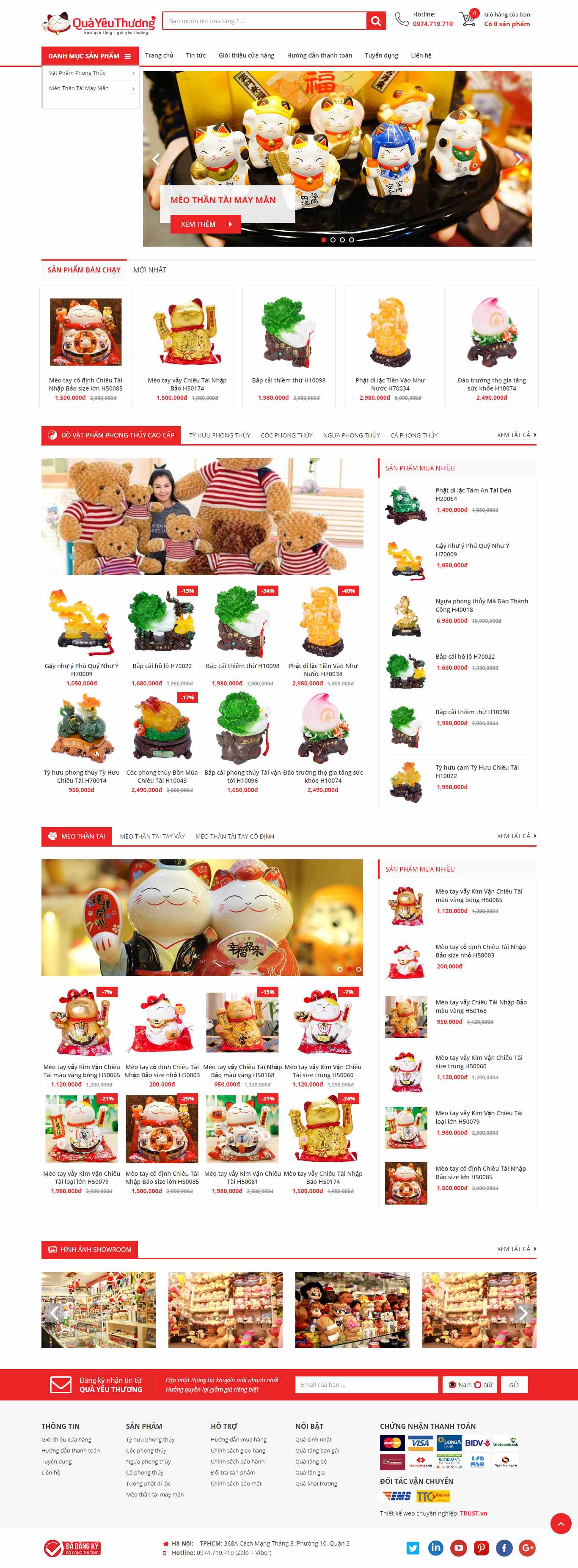 Thiết kế Web vật phẩm phong thủy quayeuthuong.net