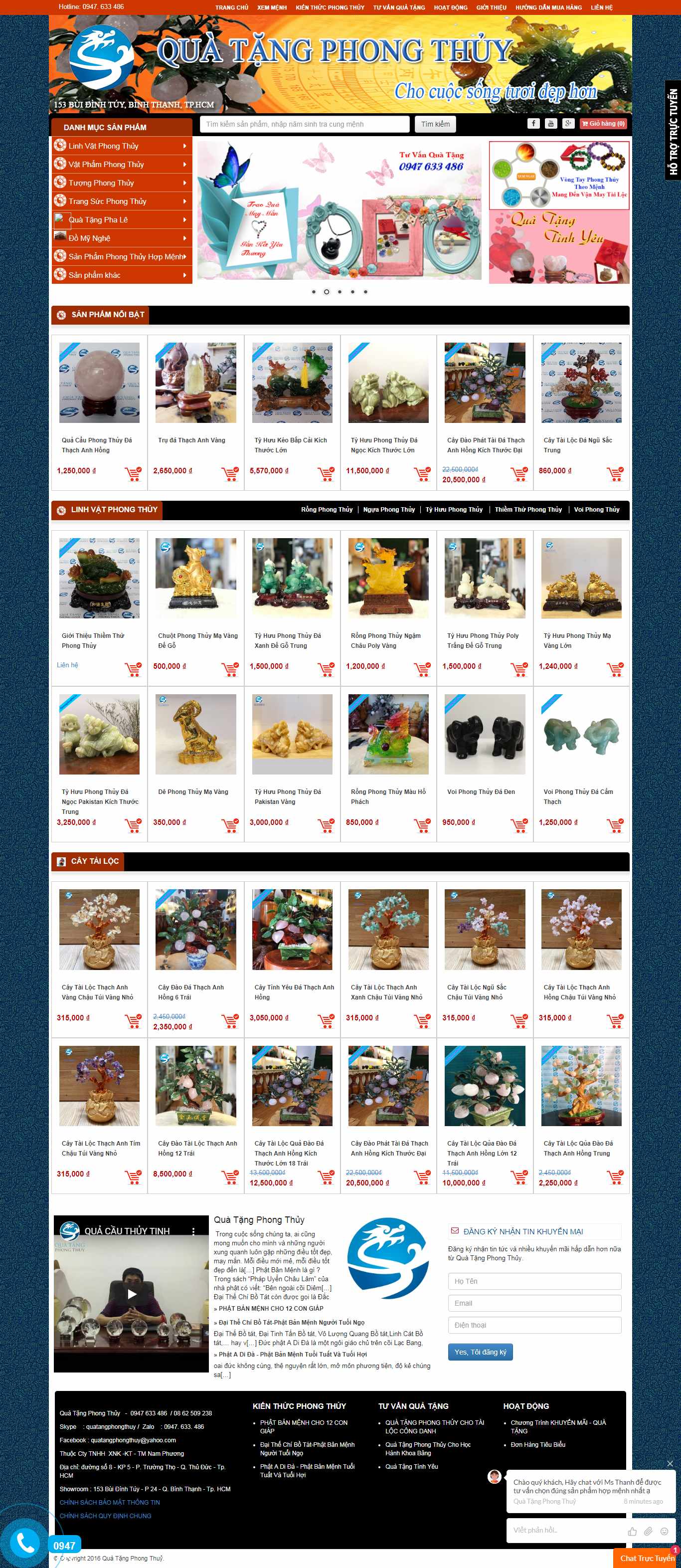 Thiết kế Web vật phẩm phong thủy quatangphongthuy.vn