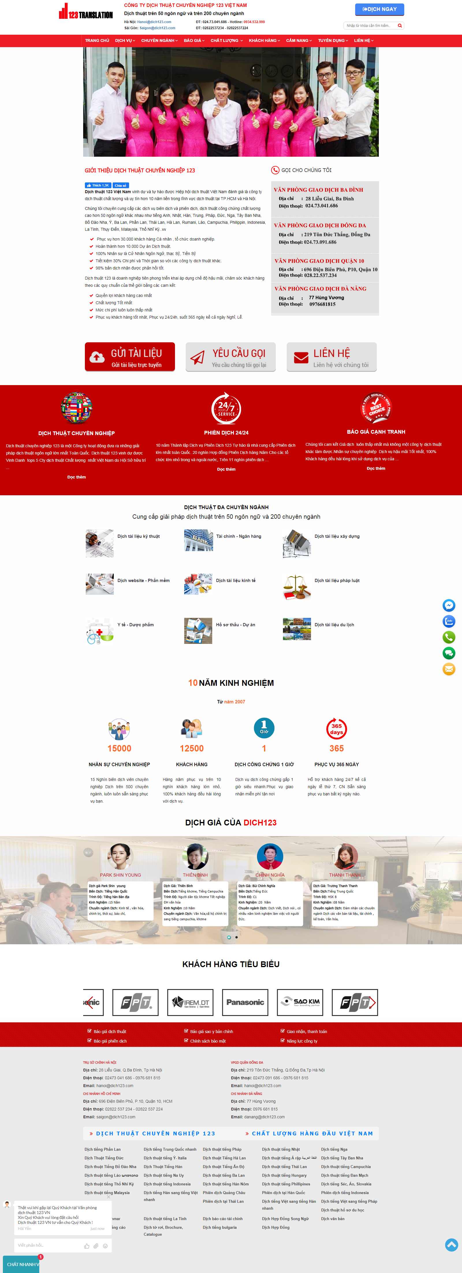 Thiết kế Web dịch thuật dich123.com